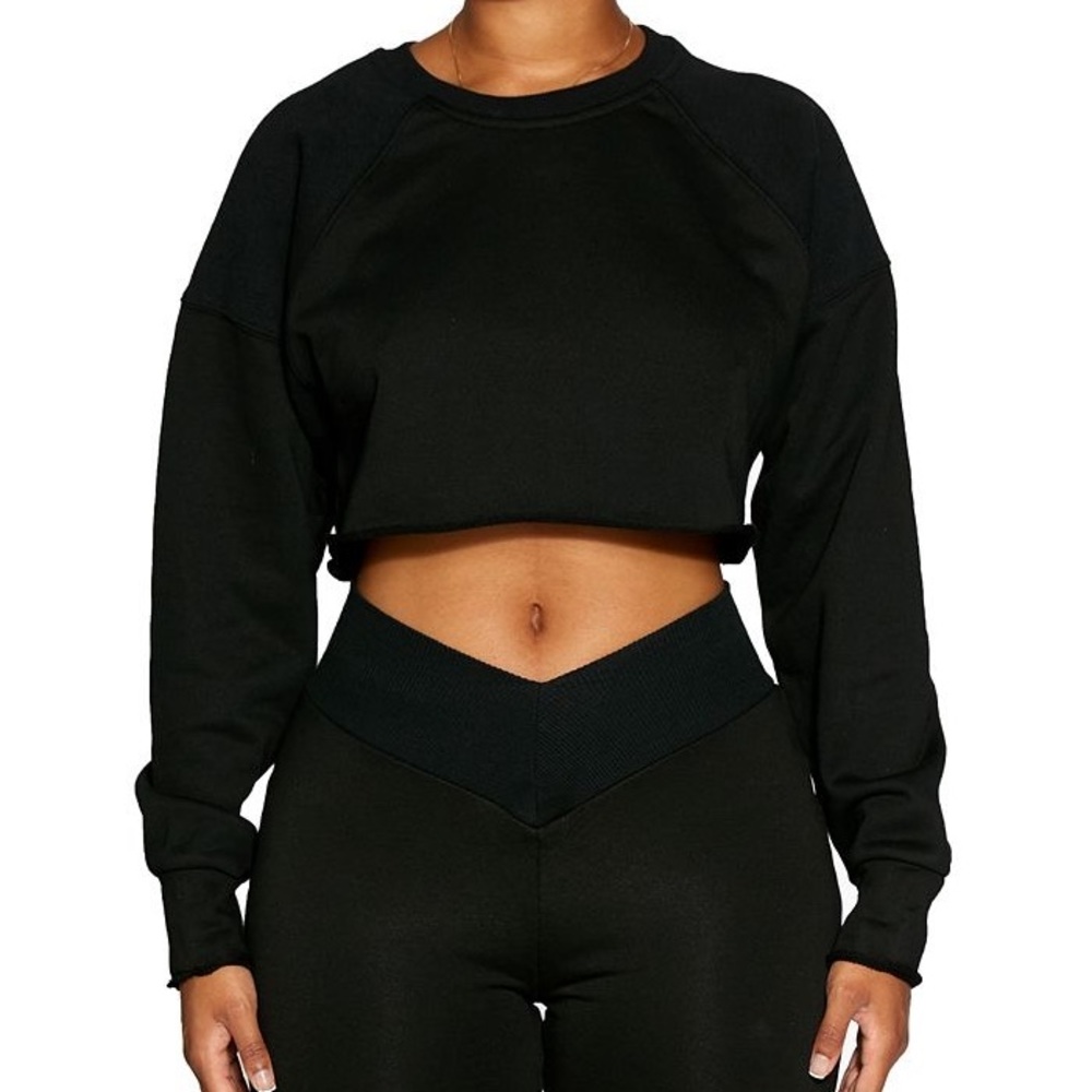 Naked Wardrobe Crop Black Sweater Large NEW